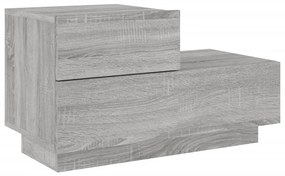 Mesa de cabeceira com luzes LED 70x36x40,5 cm cinzento-sonoma