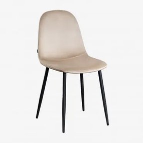 Pack De 2 Cadeiras De Jantar Glamm Preto & Velluto Castanho Trigo & Terciopelo - Sklum