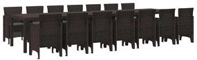 Conjunto de Jantar para o Jardim 15 pcs Castanho Grande