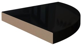 Prateleiras canto suspensas 2 pcs 35x35x3,8cm MDF preto brilh.