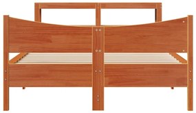 Estrutura cama c/ cabeceira 140x190cm pinho maciço castanho-mel