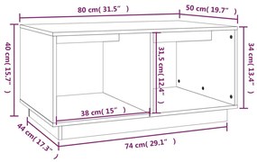 Mesa de centro 80x50x40 cm madeira de pinho maciça branco