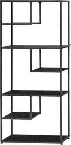 Estante de arrumação com 7 prateleiras, estrutura em aço, estilo industrial, 83 x 34 x 180 cm, preta