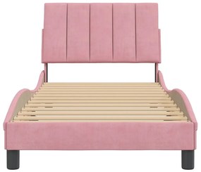 Estrutura de cama c/ cabeceira 90x200 cm veludo rosa