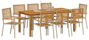 Conjunto de Jantar de Jardim 9 pcs Bege 180 x 90 x 75 cm