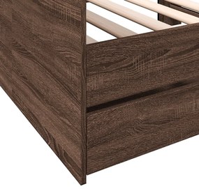 Sofá-cama com gavetas sem colchão 100x200 cm carvalho castanho