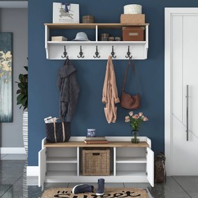 **** Hall Stand P2 – Branco Nogueira – 120x45x40 cm

**