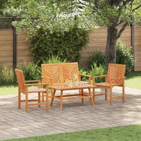 Conjunto de Lounge para Jardim de 4 Peças de Madeira Sólida de Acácia