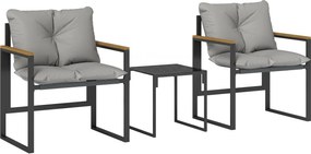 Outsunny Conjunto Bistrô para 2 Pessoas Conjunto Bistrô de Jardim 3 peças com Estrutura Metálica e Almofadas Espessas | Aosom Portugal