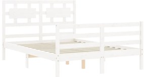 Estrutura de cama com cabeceira 120x200cm madeira maciça branco
