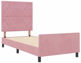 Cama vidaXL Rosa 90x190 cm Veludo