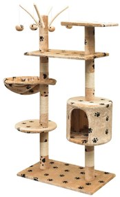Árvore para gatos c/ postes arranhadores sisal 125 cm bege