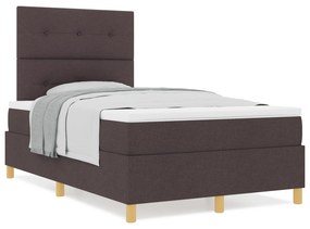 Cama Box Spring com Colchão Marrom Escuro 120x200 cm Tecido