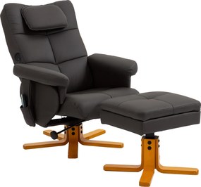 HOMCOM Poltrona de Massagem com Apoio para Os Pés Encosto Reclinável Até 135° Compartimento de Arrumação Comando | Aosom Portugal