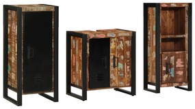 vidaXL Conjunto de Móveis para Banheiro com prateleira com armazenamento com porta 3 pcs