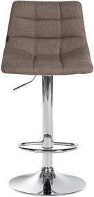 Banco de bar Jerry em tecido com estrutura cromada 87-108,5 x 43 x 46,5 cm Castanho acinzentado