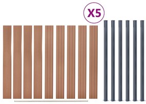 Conjunto de painéis de vedação 872x186 cm WPC castanho