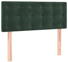 Cama box spring c/ colchão/LED 80x200 cm veludo verde-escuro