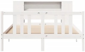Cama com estante sem colchão 160x200 cm pinho maciço branco