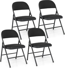 Conjunto de 4 cadeiras de cozinha dobráveis com estrutura metálica Pretas