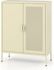 Aparador com 2 Portas, 80 x 35 x 102 cm, Prateleiras Ajustáveis, Amarelo
