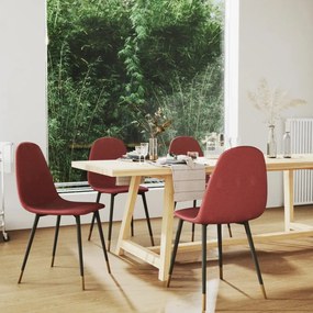 vidaXL Cadeiras de jantar 4 pcs tecido vermelho tinto