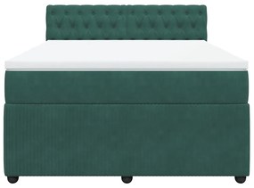 Cama com molas/colchão 140x200 cm veludo verde-escuro
