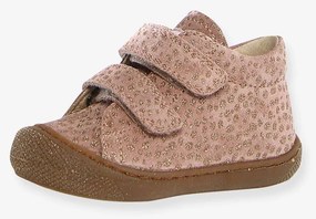Botinhas em camurça, estampado póneis, da NATURINO®, especial primeiros passos rosa-pálido