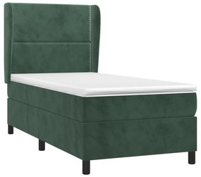 Cama com molas/colchão 80x200 cm veludo verde-escuro