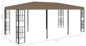 Gazebo 6x3 m cinzento-acastanhado
