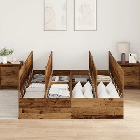 Cama com Armazenamento vidaXL Madeira Velha 135x190 cm