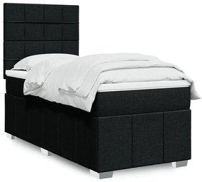 Cama com molas/colchão 90x200 cm tecido preto