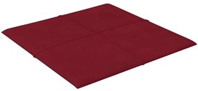 Painel parede 12 pcs 30x30 cm veludo 1,08 m² vermelho tinto