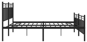Estrutura de cama com cabeceira e pés 183x213 cm metal preto