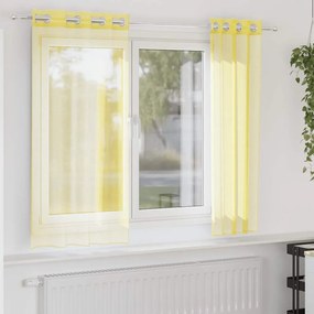 vidaXL Cortinas de voile com ilhós 2 pcs amarelo