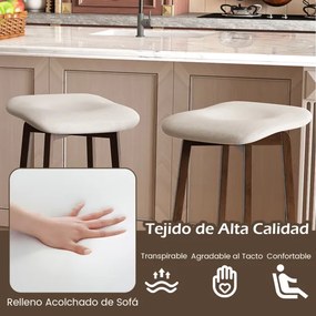 Conjunto de 2 bancos giratórios de bar sem encosto com assentos estofados e apoio para os pés para sala de jantar 46 x 43 x 74 cm Castanho