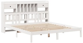 Cama com estante sem colchão 200x200 cm pinho maciço branco