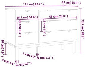 Armário de gavetas OTTA 111x43x73,5 cm pinho maciço