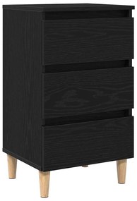 Mesa de Cabeceira vidaXL com Pé de Madeira Carvalho Preto 40x35x69 cm