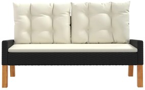 4 pcs conj. lounge jardim c/ almofadões vime PE/madeira maciça