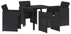 Conjunto de Jantar para Jardim de 5 Peças com Almofadas Pretas de Ratt