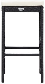 5 pcs conjunto de bar para jardim vime PE e vidro preto