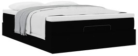 Estrutura de cama otomana com colchão 140x190 cm tecido preto