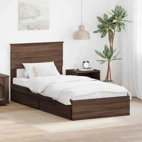 vidaXL Cama com Armazenamento com gaveta Carvalho Marrom 90 x 200 cm