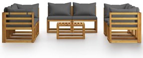 9 pcs conjunto lounge de jardim com almofadões acácia maciça