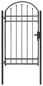 vidaXL Portão para cerca com topo arqueado 100x175 cm aço preto