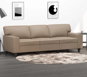 vidaXL Sofá de 3 lugares 180 cm couro artificial cor cappuccino