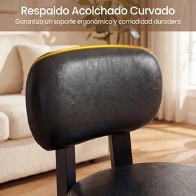 Conjunto de 2 bancos baixos redondos estofados com encosto 32,5 x 35 x 51 cm, pés de madeira, borracha e espuma espessa para sofá, entrada ou sala de