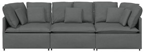 Sofá modular com almofadas tecido cinzento-escuro