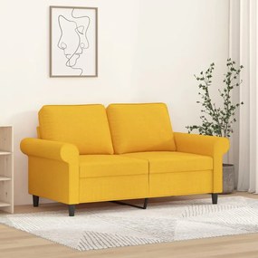 349190 vidaXL Sofá de 2 lugares 120 cm tecido amarelo-claro